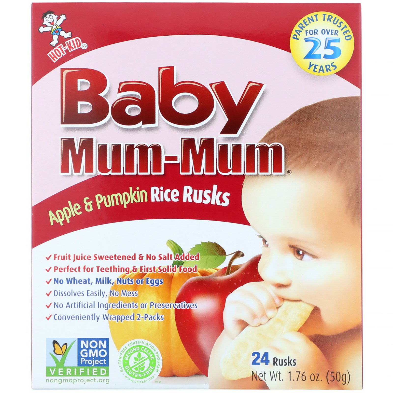 Comprar Hot Kid, Baby Mum-Mum, Roscas de Maçã e Abóbora 24 Roscas, 50 g (1,76 oz)