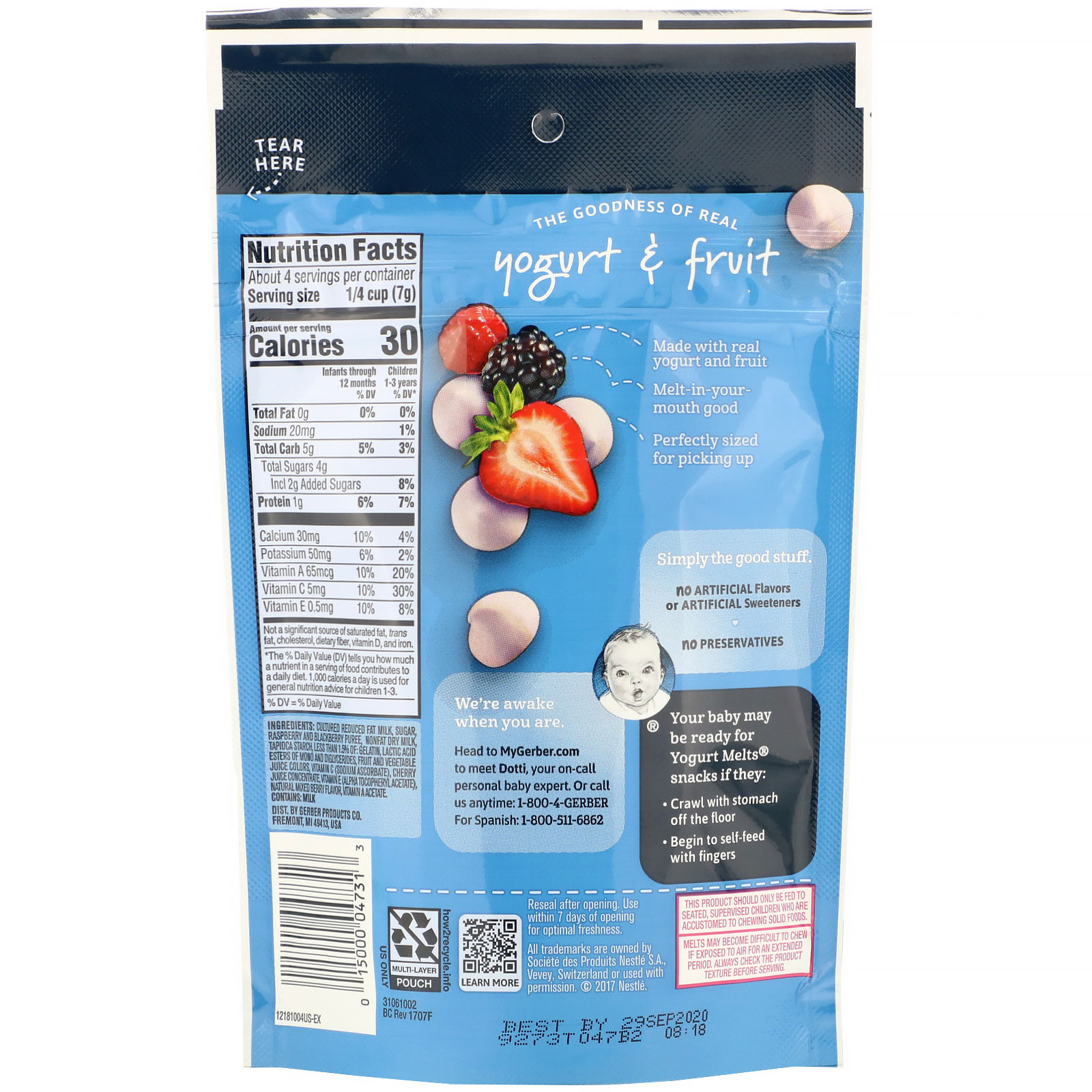 Comprar Gerber, Graduates, Yogurt Melts, 8+ Months, Mixed Berries, 1.0 oz (28 g) - Imagem 2