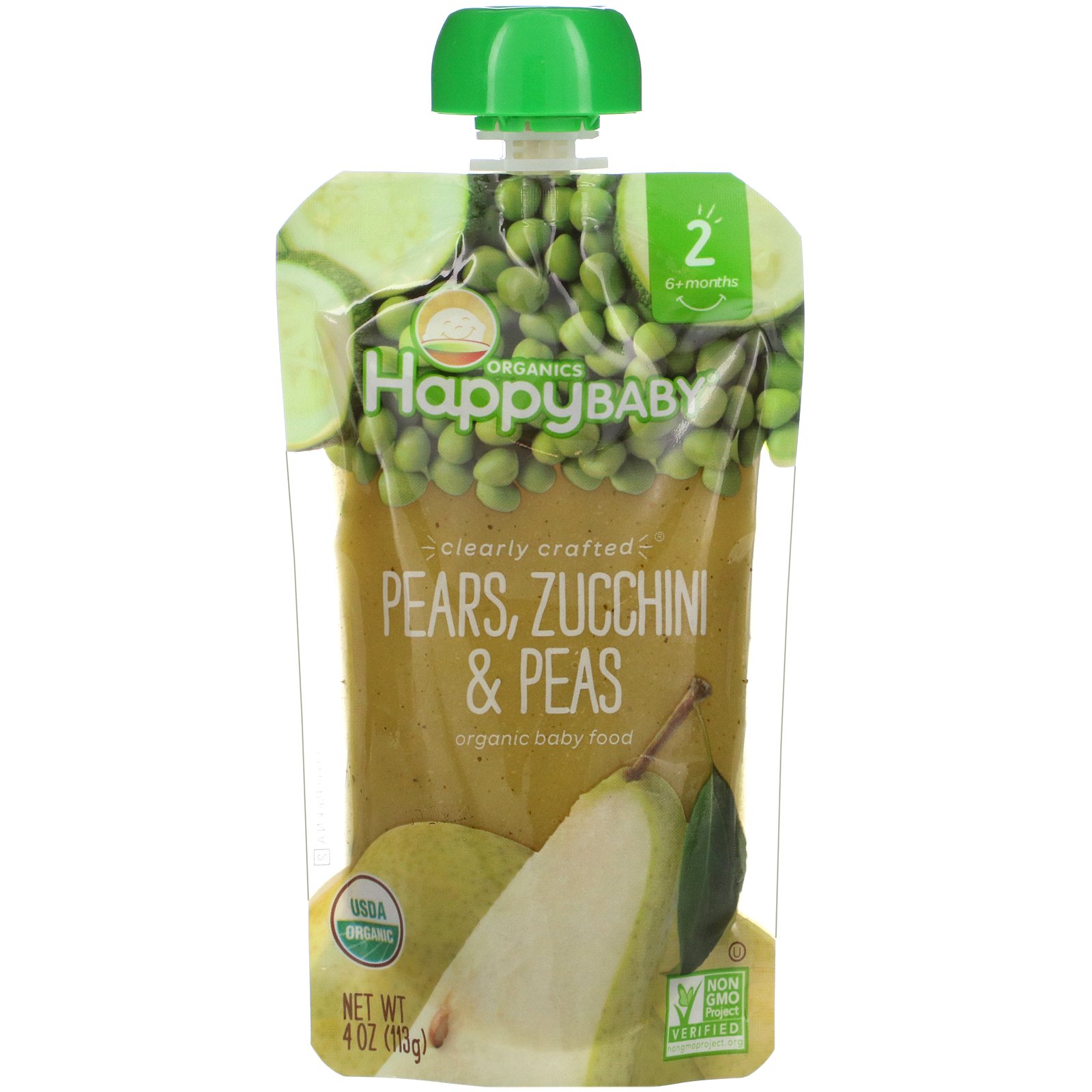 Comprar Happy Family Organics, Organic Baby Food, Stage 2, 6+ Months, Pears, Zucchini & Peas, 4 oz (113 g)
