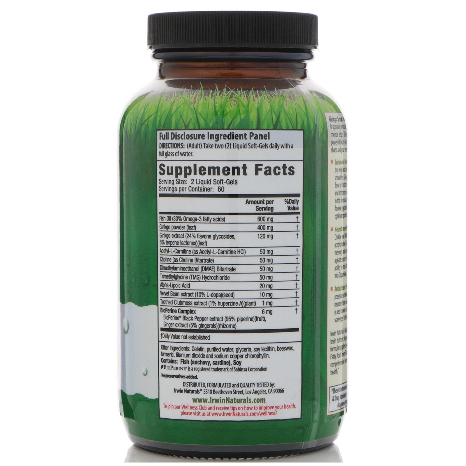 Comprar Irwin Naturals, Ginkgo Esperto, Máximo Foco & Memória, 120 cápsulas de gel líquido - Imagem 2