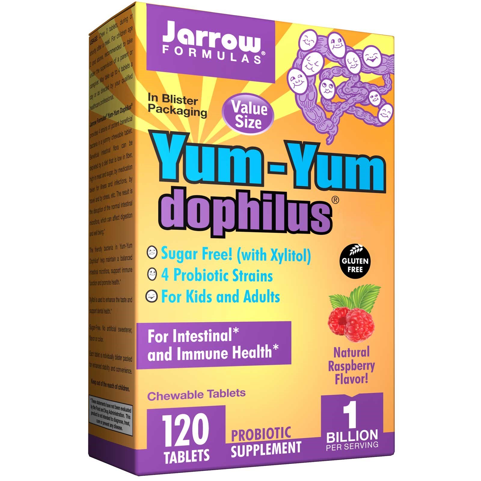 Comprar Jarrow Formulas, Yum-Yum Dophilus, Sem Açúcar!, Sabor Natural de Framboesa, 120 Comprimidos Mastigáveis (Ice)
