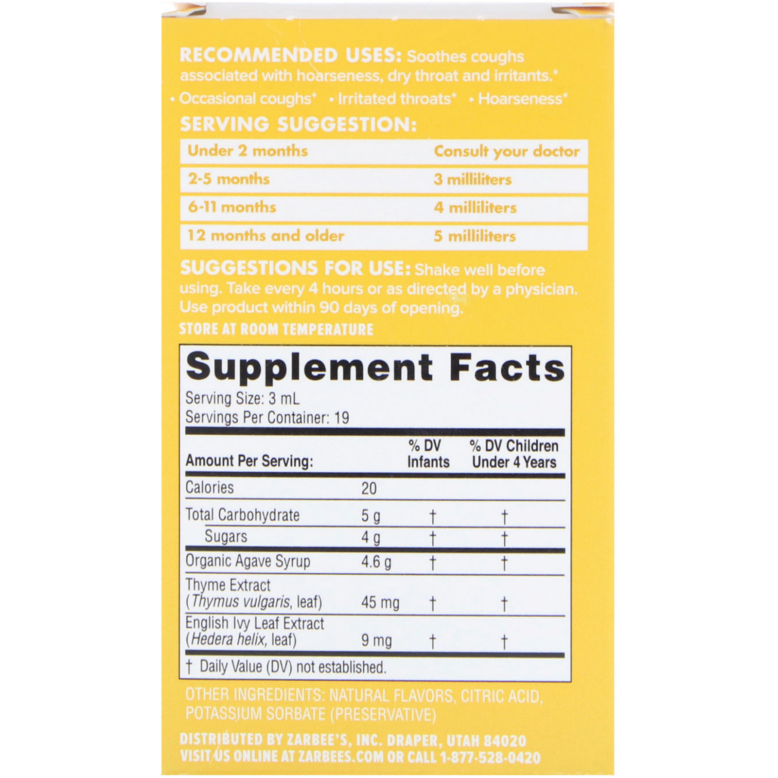 Comprar Zarbee's, Baby, Cough Syrup, Agave & Thyme, Natural Grape Flavor, 2 fl oz (59 ml) - Imagem 2