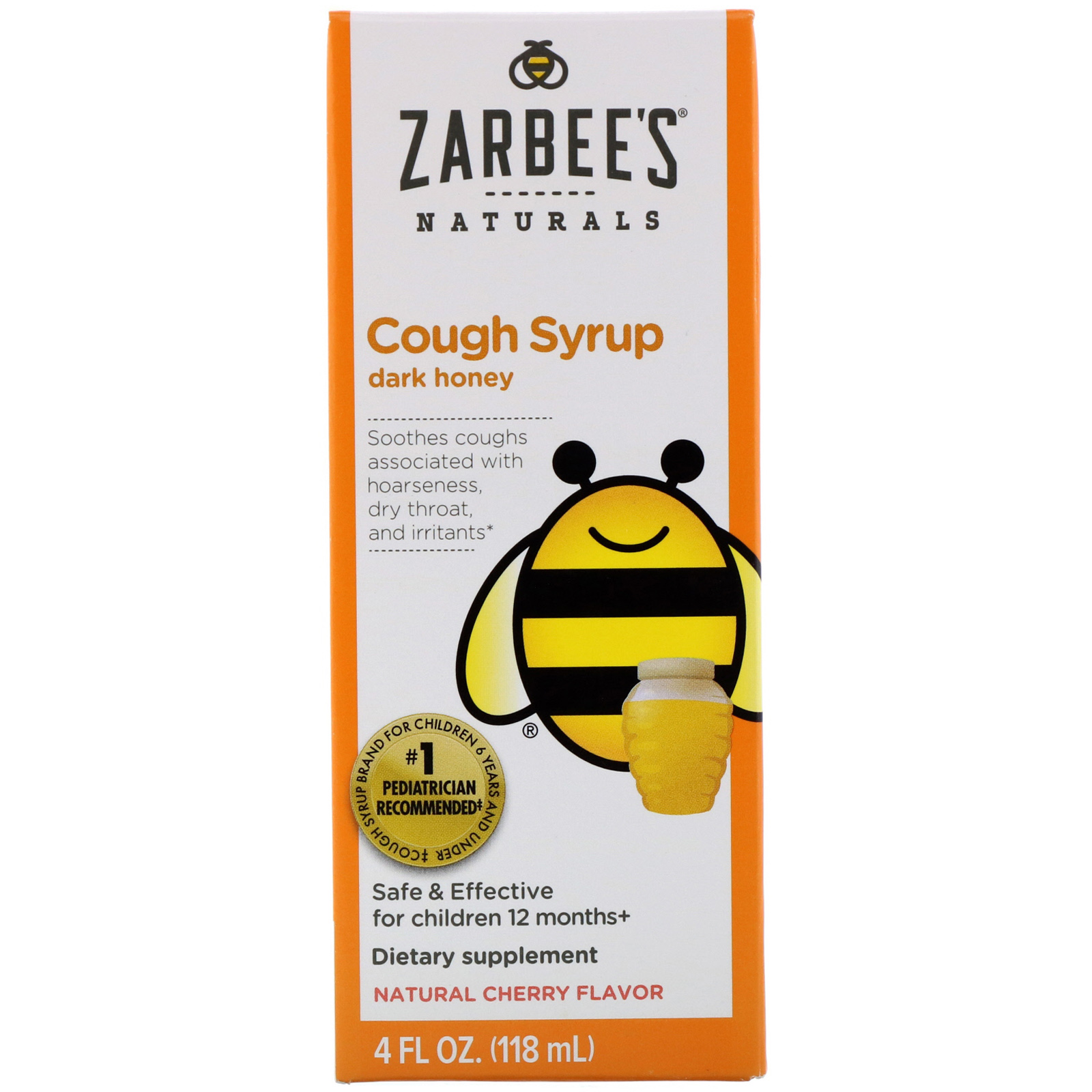 Comprar Zarbee's, Children's Cough Syrup, Dark Honey, For Children 12 Months+, Natural Cherry Flavor, 4 fl oz (118 ml)