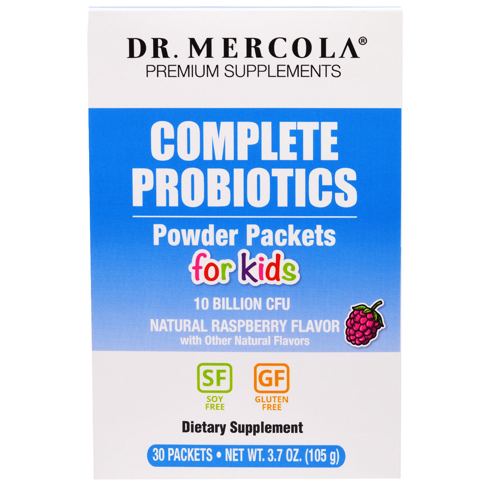 Comprar Dr. Mercola, Completos para Crianças, Sabor Natural de Framboesa, 30 Sachês, 0.12 oz (3.5 g) Cada