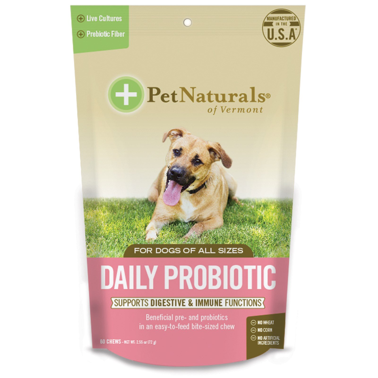 Comprar Pet Naturals of Vermont, Probiótico Diário, Para Cães de Todos os Tamanhos, 60 Petiscos, 2,54 oz (72 g)