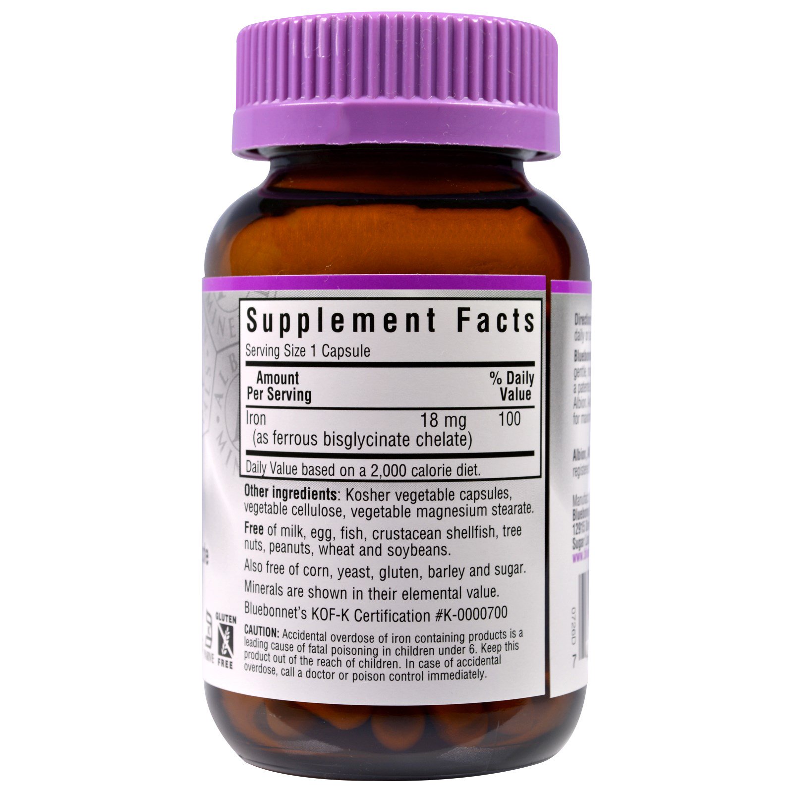 Comprar Bluebonnet Nutrition, Ferro Quelato, 18 mg, 90 Cápsulas Vegetais - Imagem 2