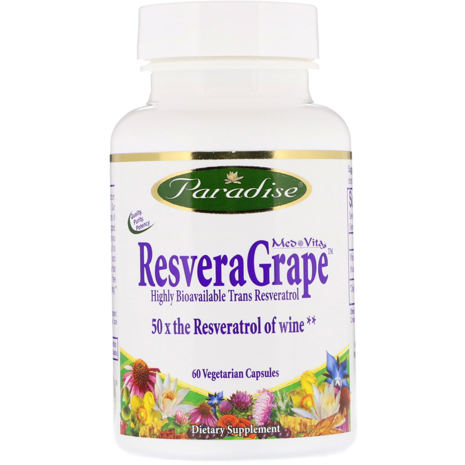 Comprar Paradise Herbs, MedVita, ResveraGrape, 60 Vegetarian Capsules