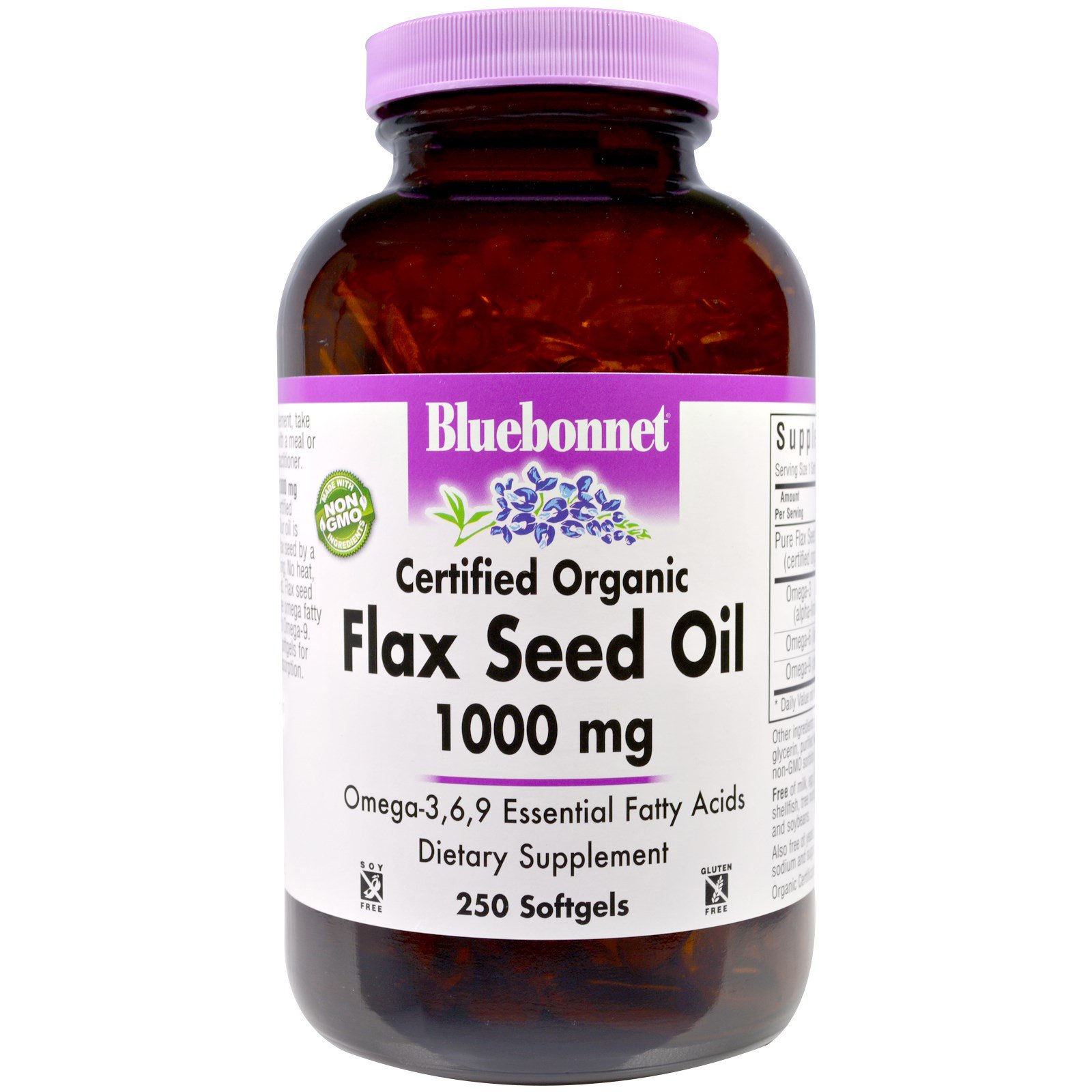 Comprar Bluebonnet Nutrition, Organic Flax Seed Oil, 1,000 mg, 250 Softgels