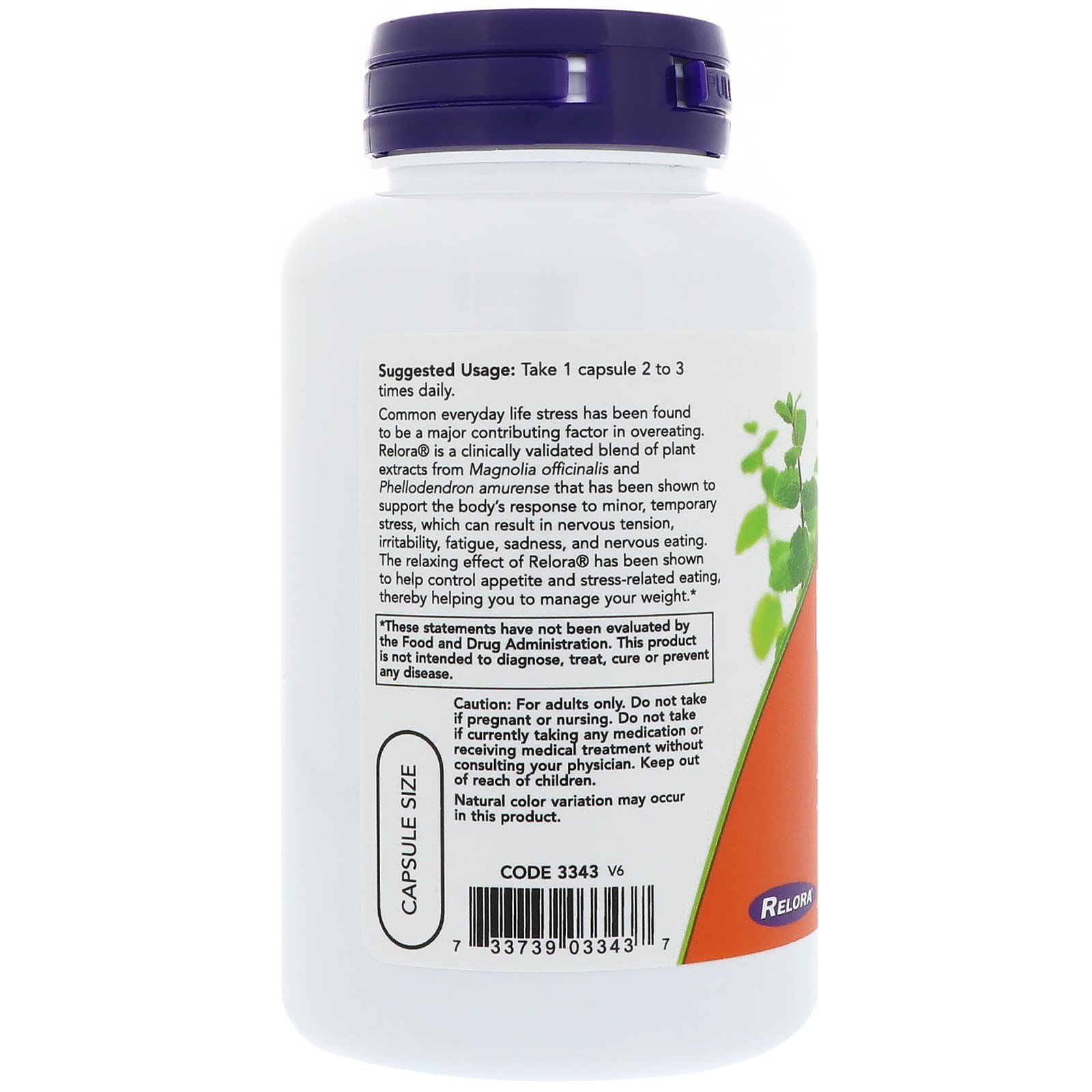 Comprar Now Foods, Relora, 300 mg, 120 Cápsulas Vegetais - Imagem 3