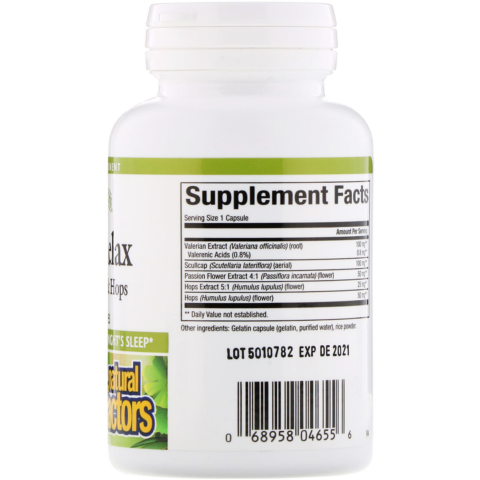Comprar Natural Factors, Sleep Relax with Valerian & Hops, 90 Capsules - Imagem 2