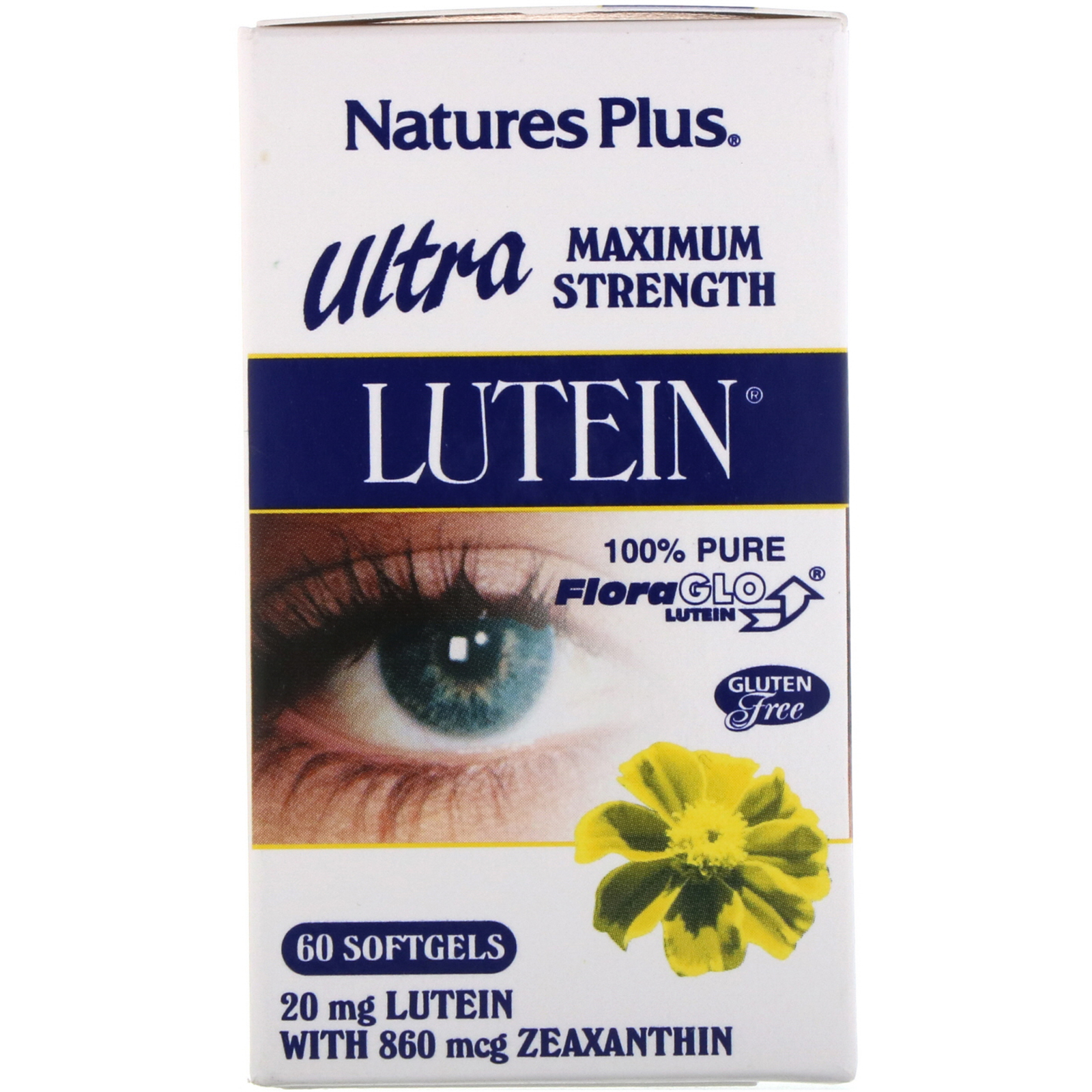 Comprar Nature's Plus, Ultra Lutein, Força Máxima, 20 mg, 60 Cápsulas Softgel