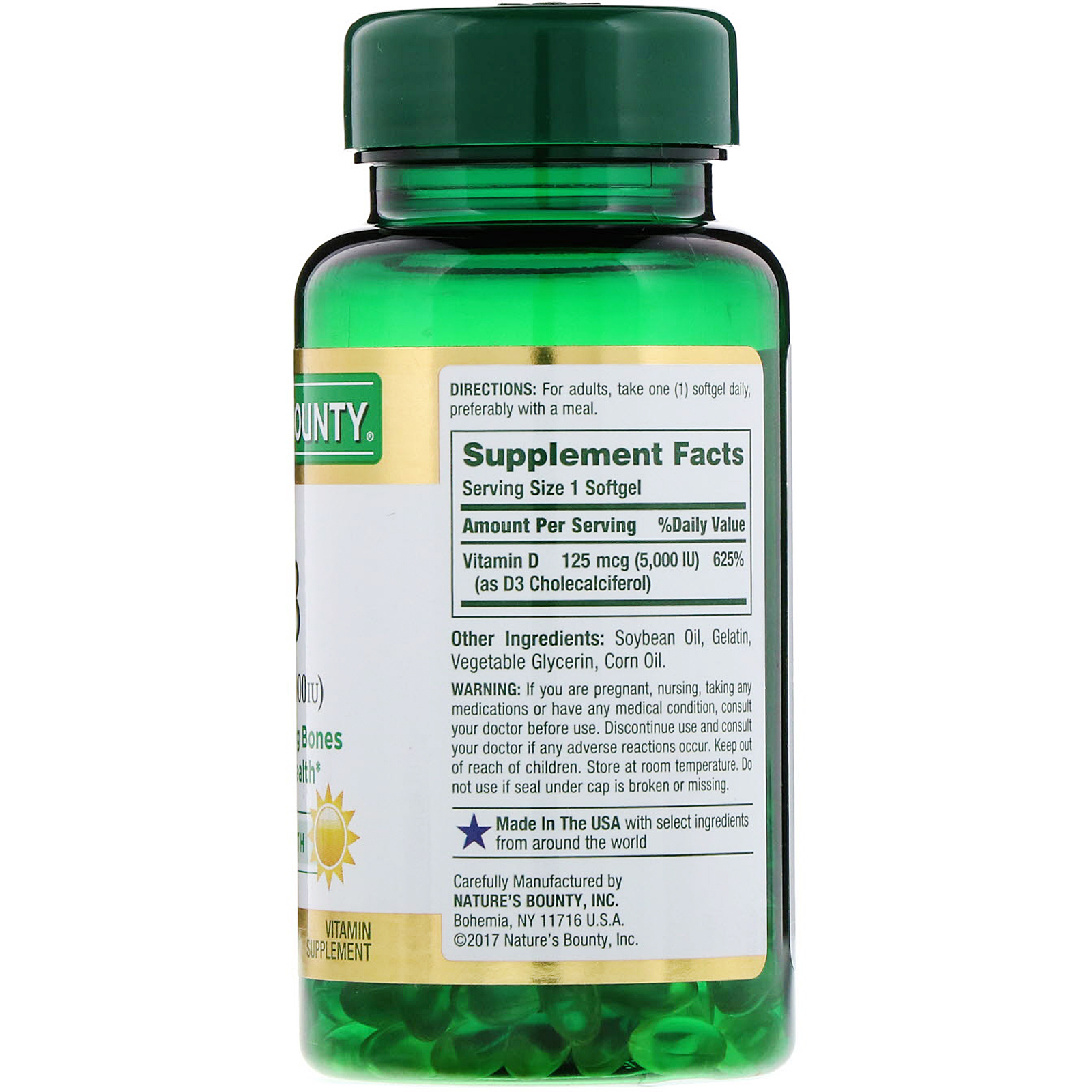 Comprar Nature's Bounty, D3, Maximum Strength, 5000 IU, 150 Softgels - Imagem 2