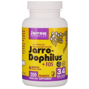 Comprar Jarrow Formulas, Jarro-Dophilus + FOS, 3,4 bilhões, 200 Cápsulas (Ice)