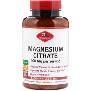 Comprar Olympian Labs, Citrato de Magnésio, 400 mg, 100 Cápsulas Vegetarianas
