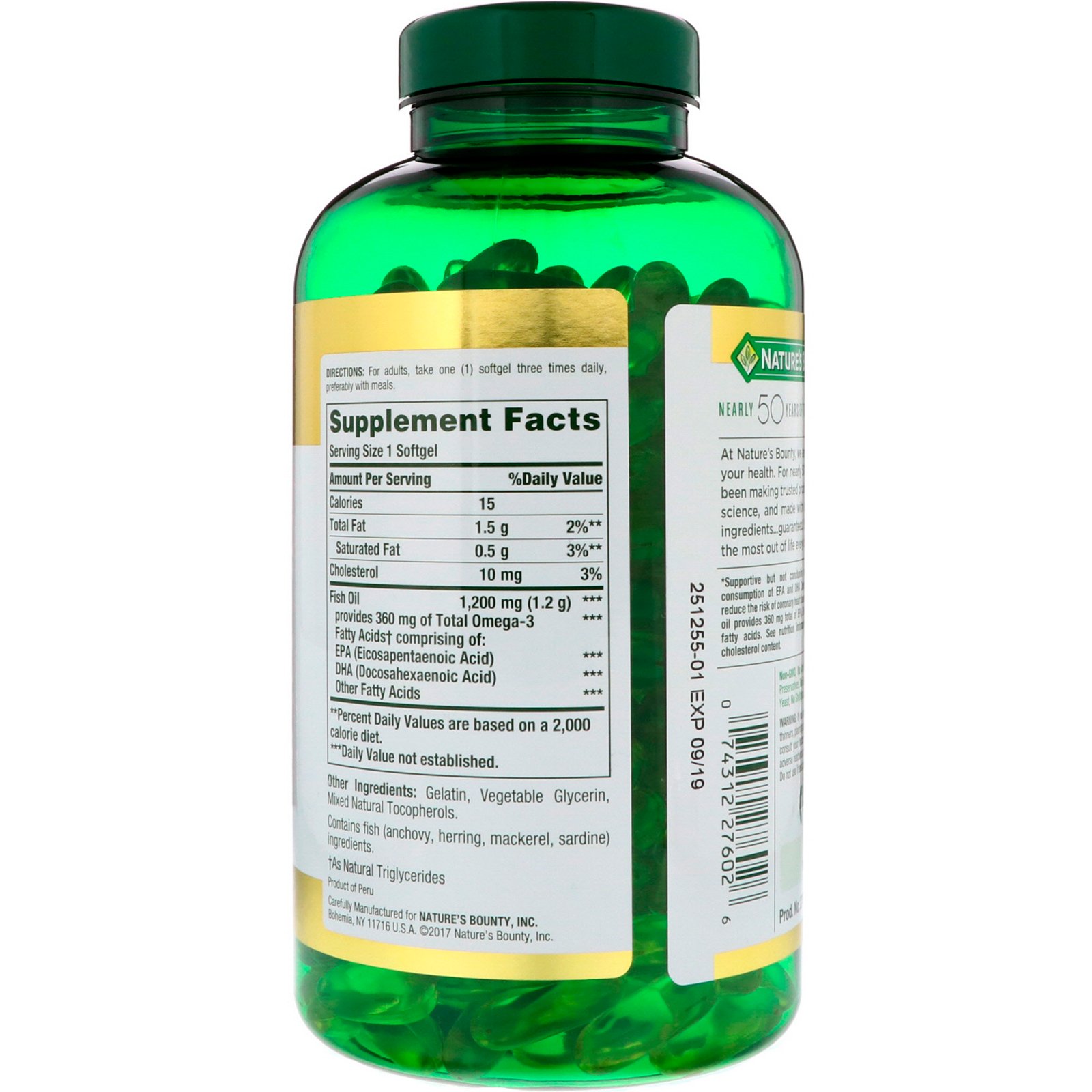 Comprar Nature's Bounty, Fish Oil, 1.200 mg, 320 Cápsulas Softgel de Liberação Rápida - Imagem 2