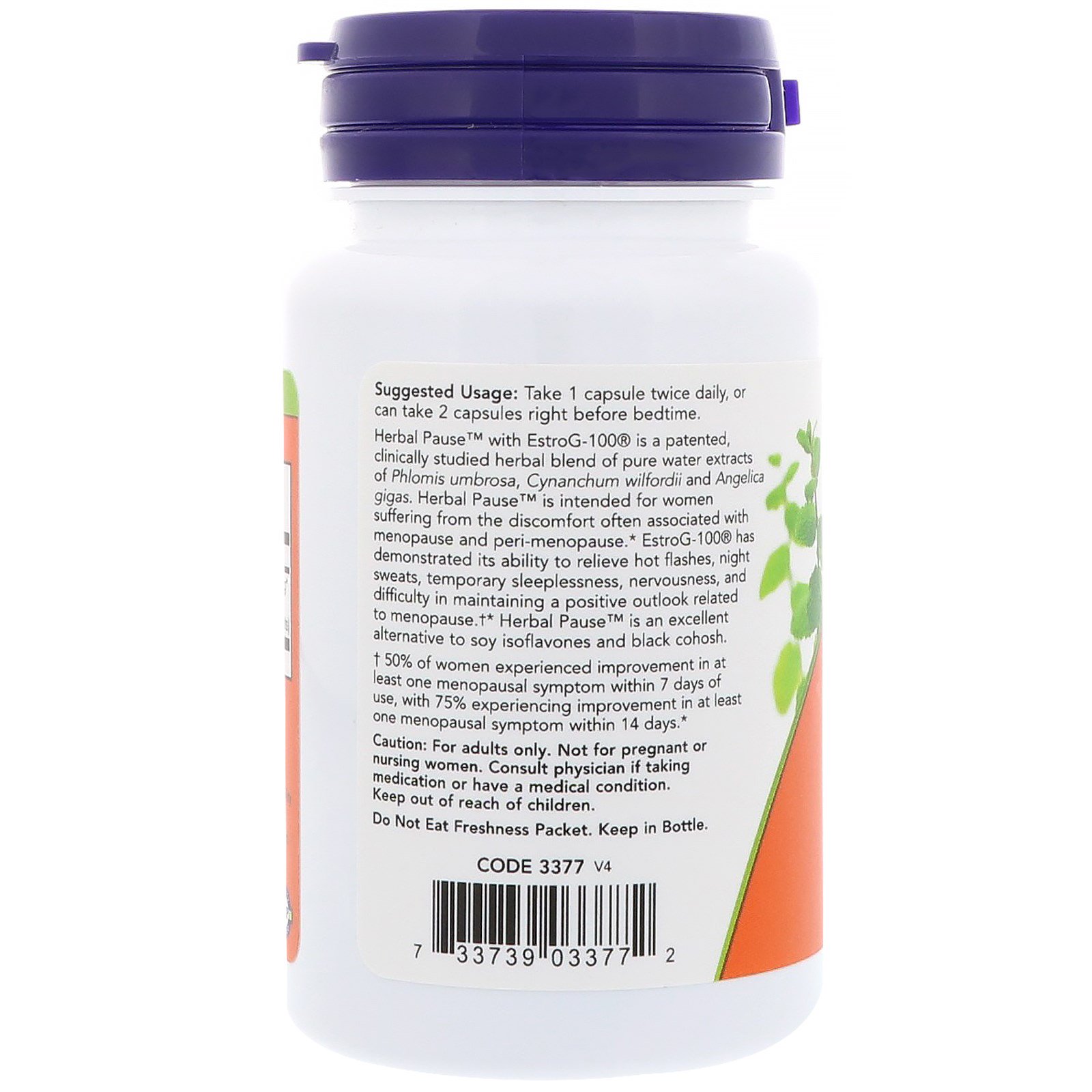 Comprar Now Foods, Herbal Pause With EstroG-100, 60 Cápsulas Vegetais - Imagem 3