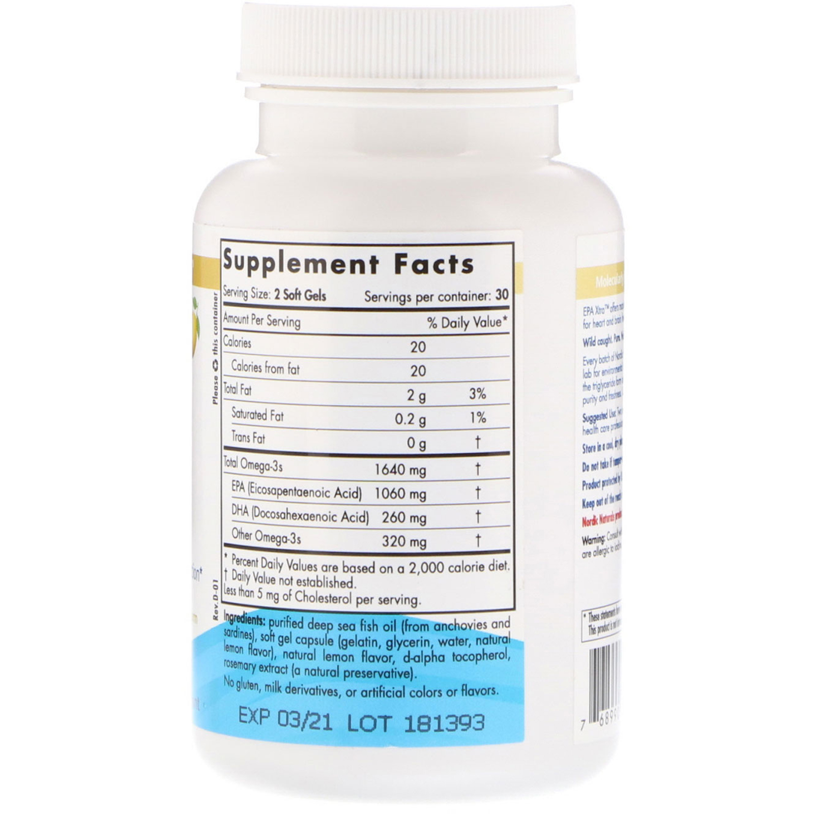 Comprar Nordic Naturals, EPA Xtra, Limão, 1000 mg, 60 Cápsulas Gelatinosas - Imagem 2