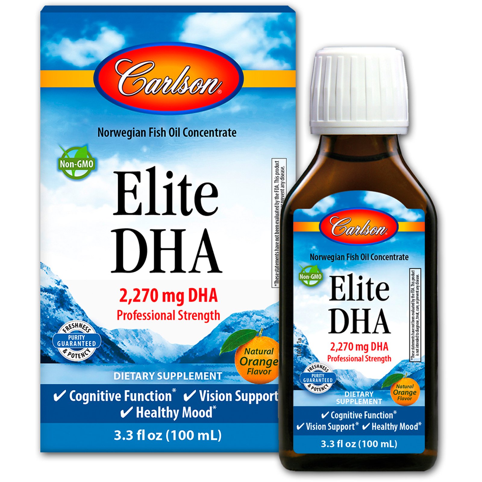 Comprar Carlson Labs, Elite DHA, Sabor Natural de Laranja, 2.270 mg, 100 ml (3,3 fl oz)