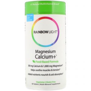 Comprar Rainbow Light, Magnésio Cálcio+, Fórmula à Base de Alimentos, 90 Comprimidos