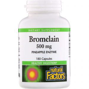 Comprar Natural Factors, Bromelaína, 500 mg, 180 cápsulas