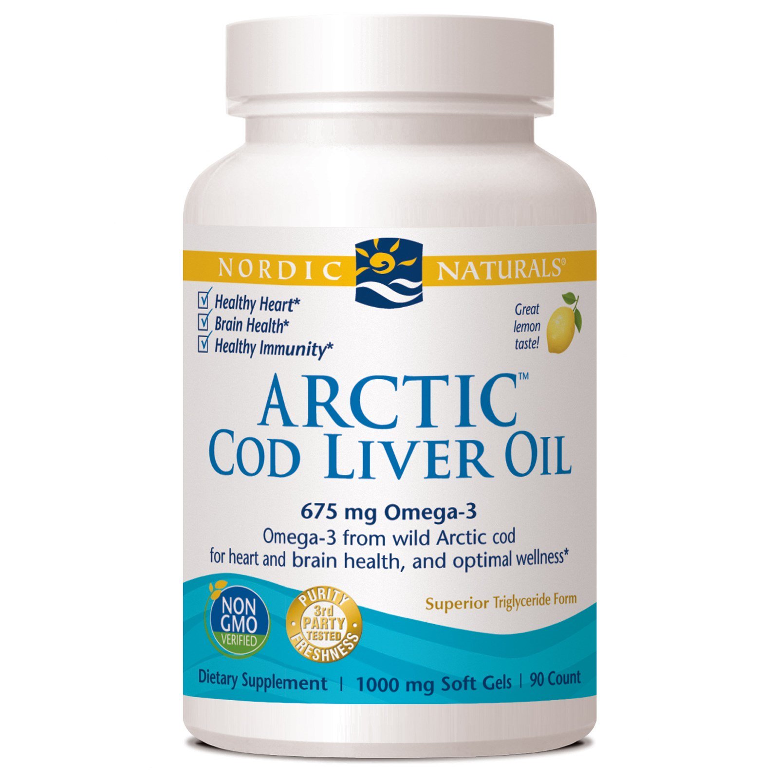 Comprar Nordic Naturals, Óleo de Fígado de Bacalhau, Limão, 1000 mg, 90 Cápsulas