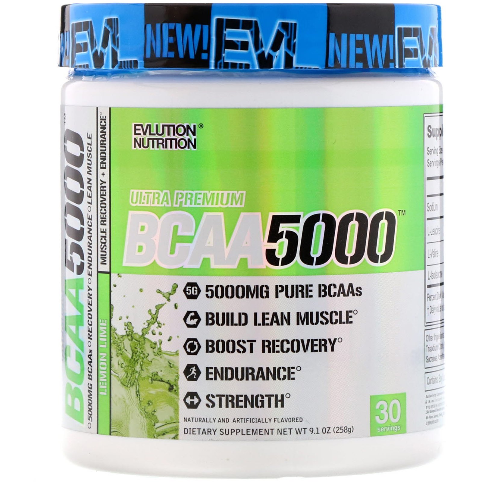 Comprar EVLution Nutrition, Ultra Premium BCAA 5000, Lemon Lime, 9.1 oz (258 g)