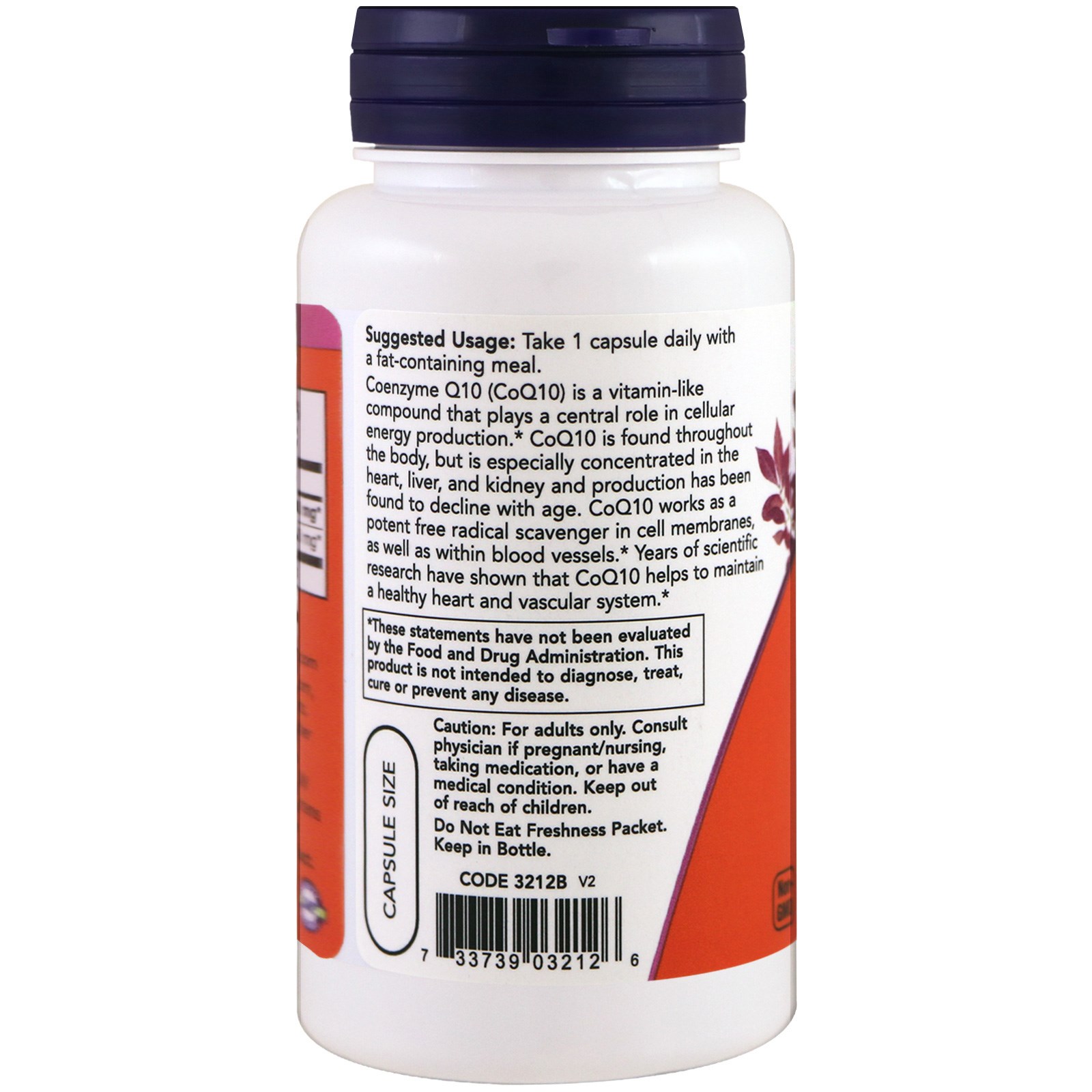 Comprar Now Foods, CoQ10 com Baga de Espinheiro Branco, 100 mg, 90 Cápsulas Vegetais - Imagem 3