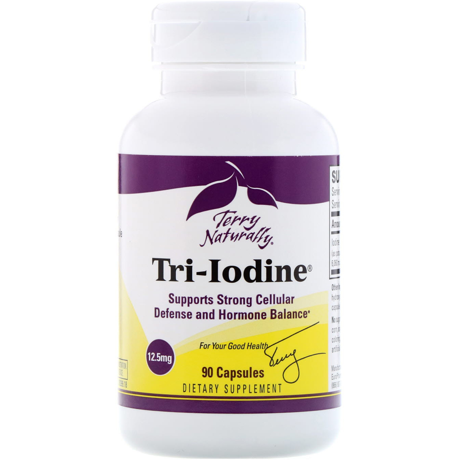 Comprar EuroPharma, Terry Naturally, Tri-Iodine, 12,5 mg, 90 Cápsulas - Imagem 3