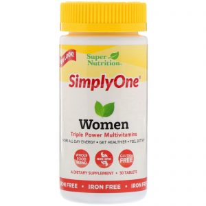 Comprar Super Nutrition, SimplyOne, Multivitamínico de Potência Tripla para Mulheres, Sem Ferro, 30 Comprimidos