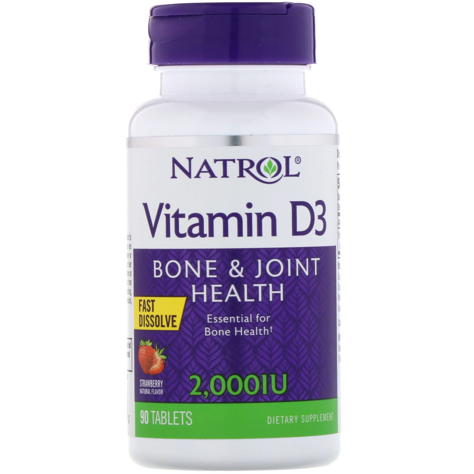 Comprar Natrol, Vitamina D3, morango, 2.000 UI, 90 comprimidos