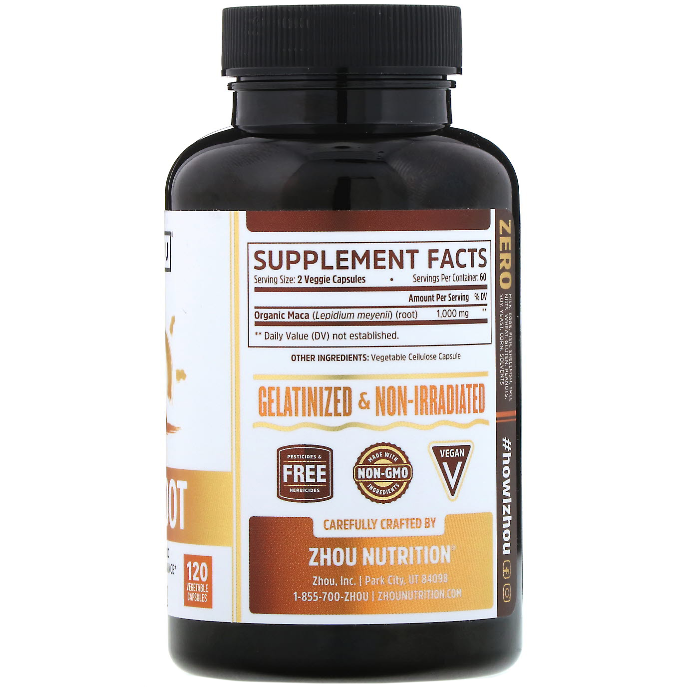 Comprar Zhou Nutrition, Organic Maca Root, 120 Vegetable Capsules - Imagem 2