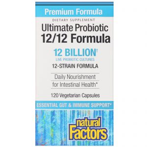 Comprar Natural Factors, Ultimate Probiotic, 12/12 Formula, 12 Billion CFU, 120 Vegetarian Capsules
