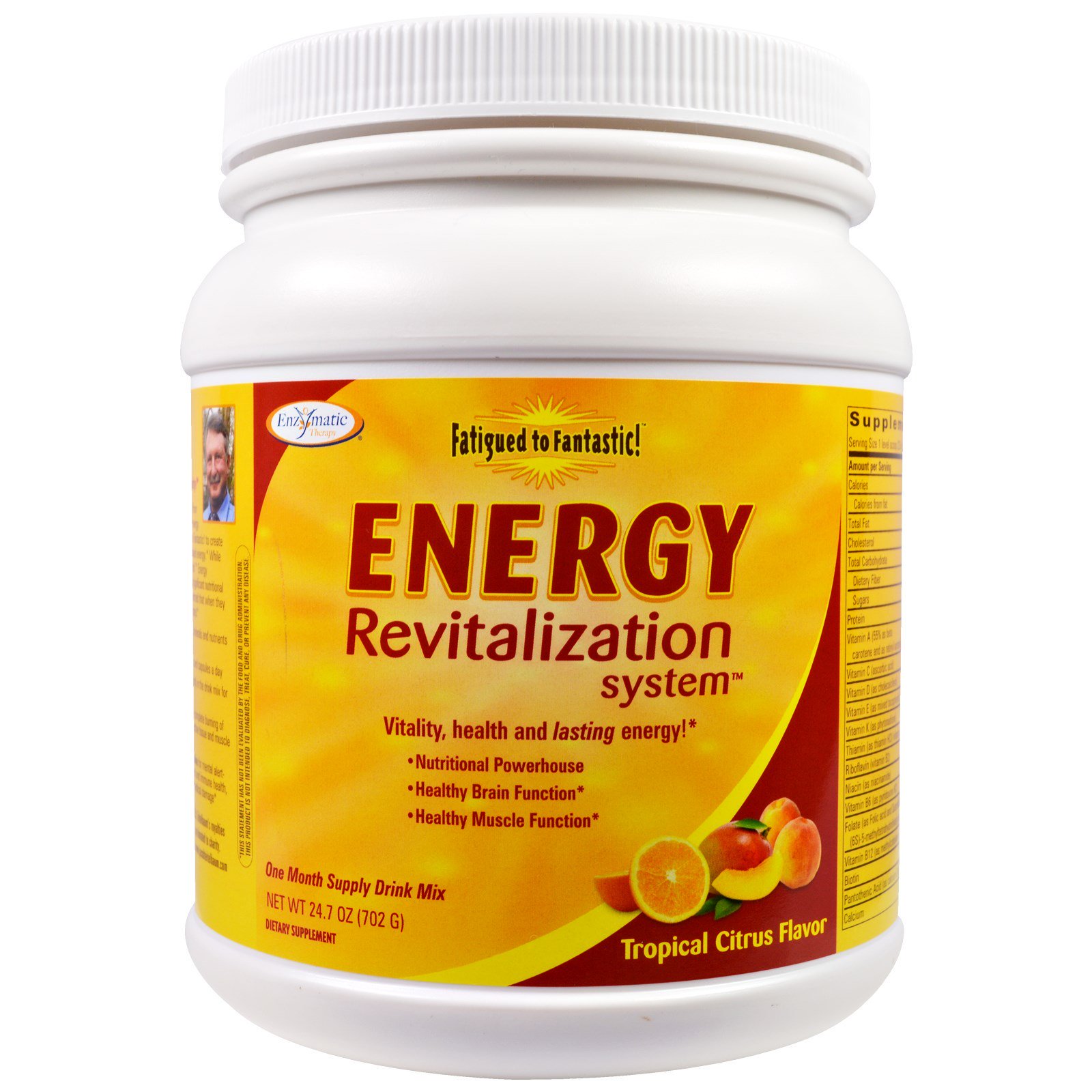 Comprar Enzymatic Therapy, Fatigued to Fantastic!, Sistema de Revitalização Energético, Sabor Tropical Cítrico, 24.7 oz (702 g)
