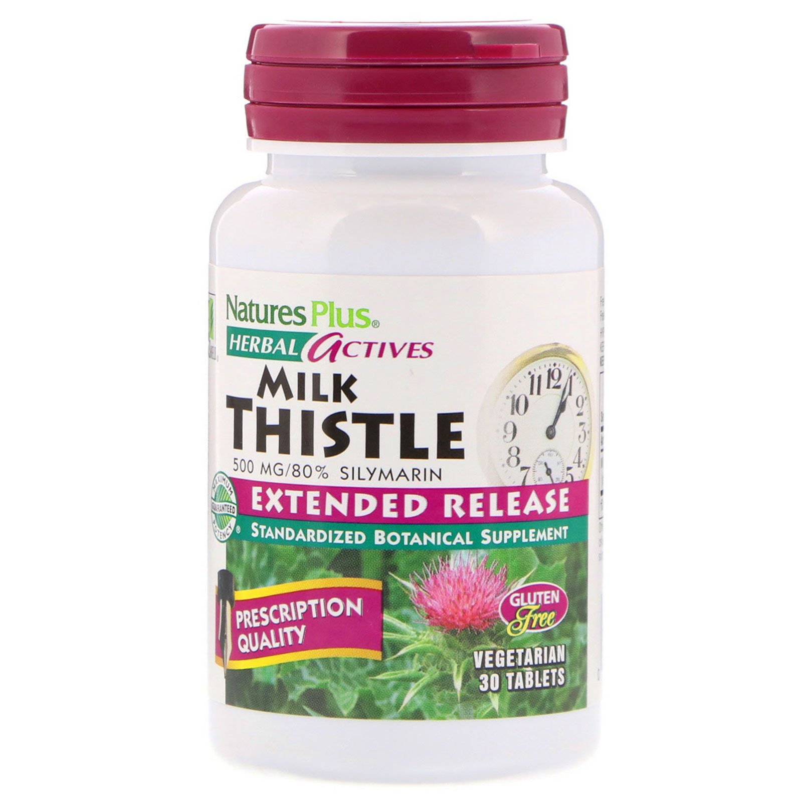 Comprar Nature's Plus, Ativos à base de ervas, Leite Thistle, Liberação Prolongada, 500 mg, 30 tabletes