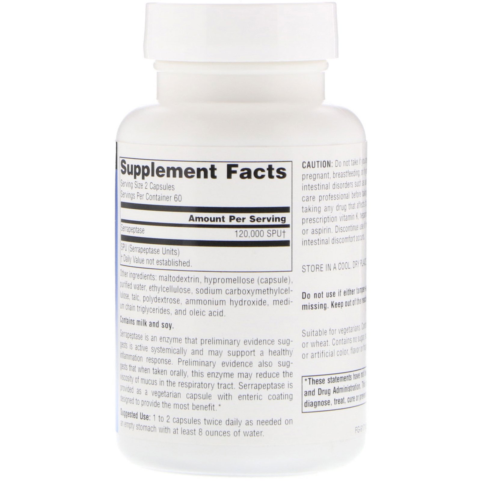 Comprar Source Naturals, Serrapeptase, 120 Cápsulas - Imagem 2