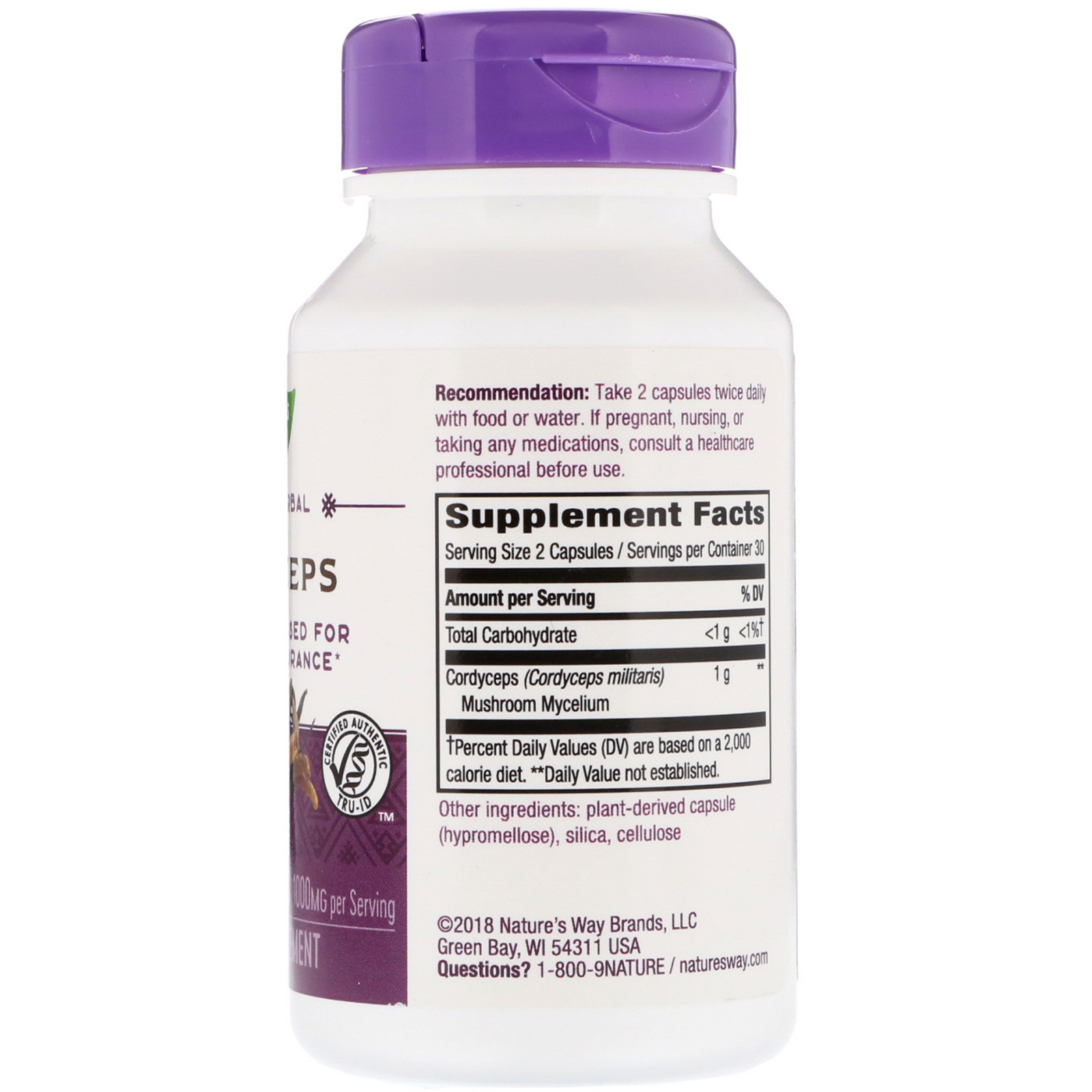 Comprar Nature's Way, Cordyceps, 1,000 mg, 60 Vegetarian Capsules - Imagem 2