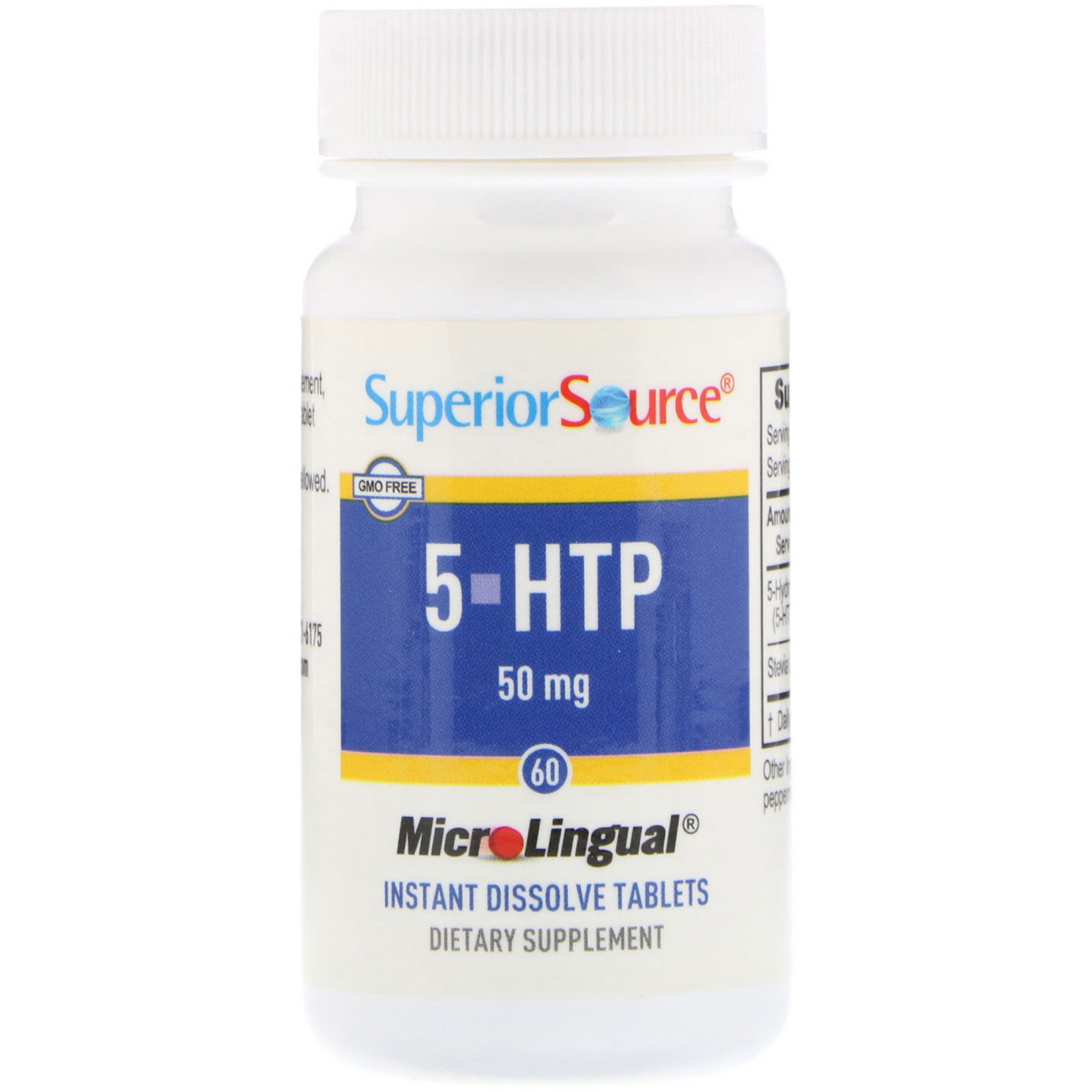 Comprar Superior Source, 5-HTP, 50 mg, 60 Tabletes Microlinguais Dissolvem Instantaneamente - Imagem 3