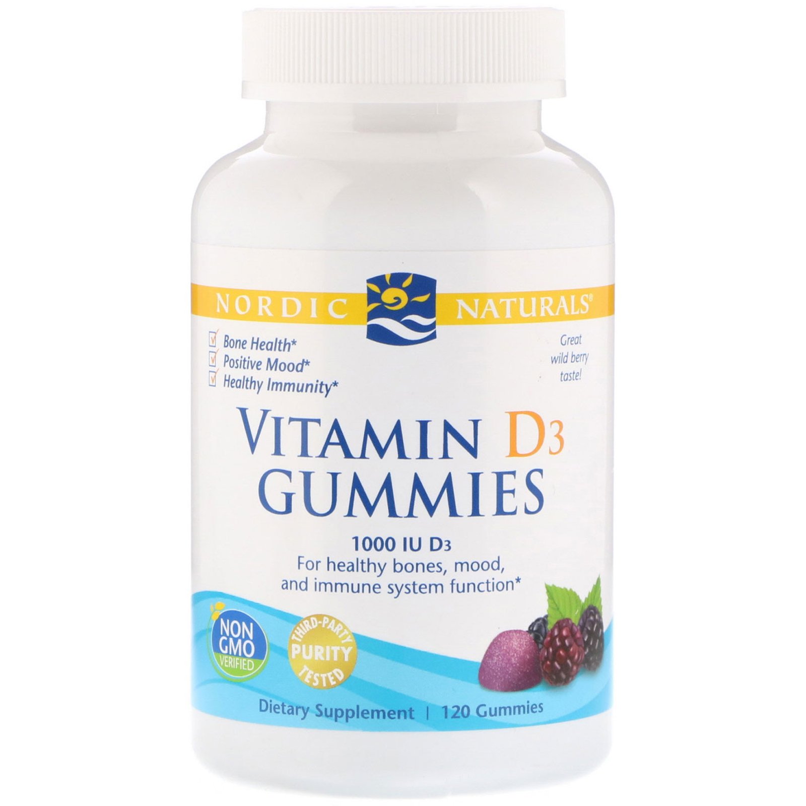 Comprar Nordic Naturals, Vitamina D3 Balas de Goma, Wild Berry, 1000 UI, 120 Balas de Goma