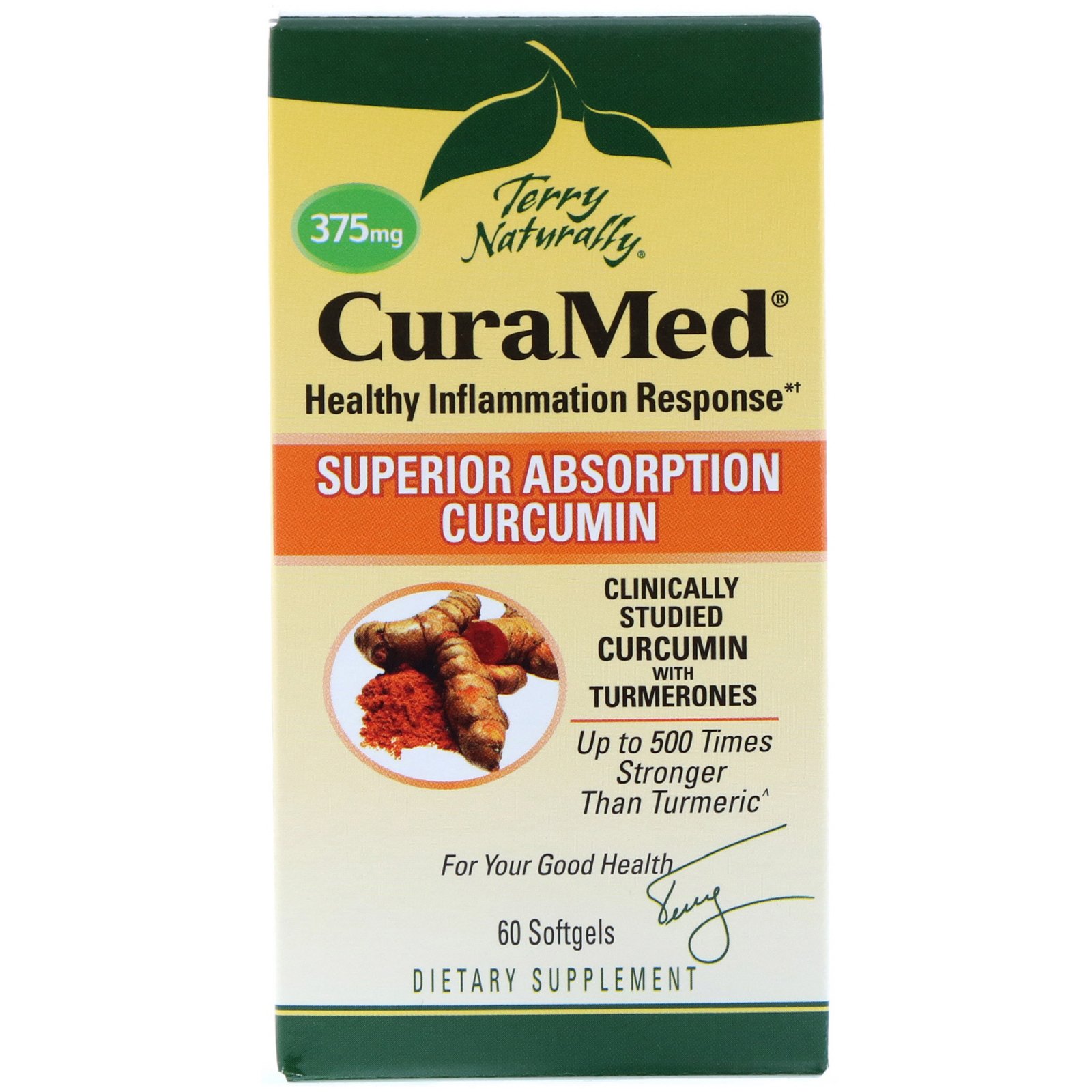 Comprar EuroPharma, Terry Naturally, CuraMed, 375 mg, 60 cápsulas gelatinosas