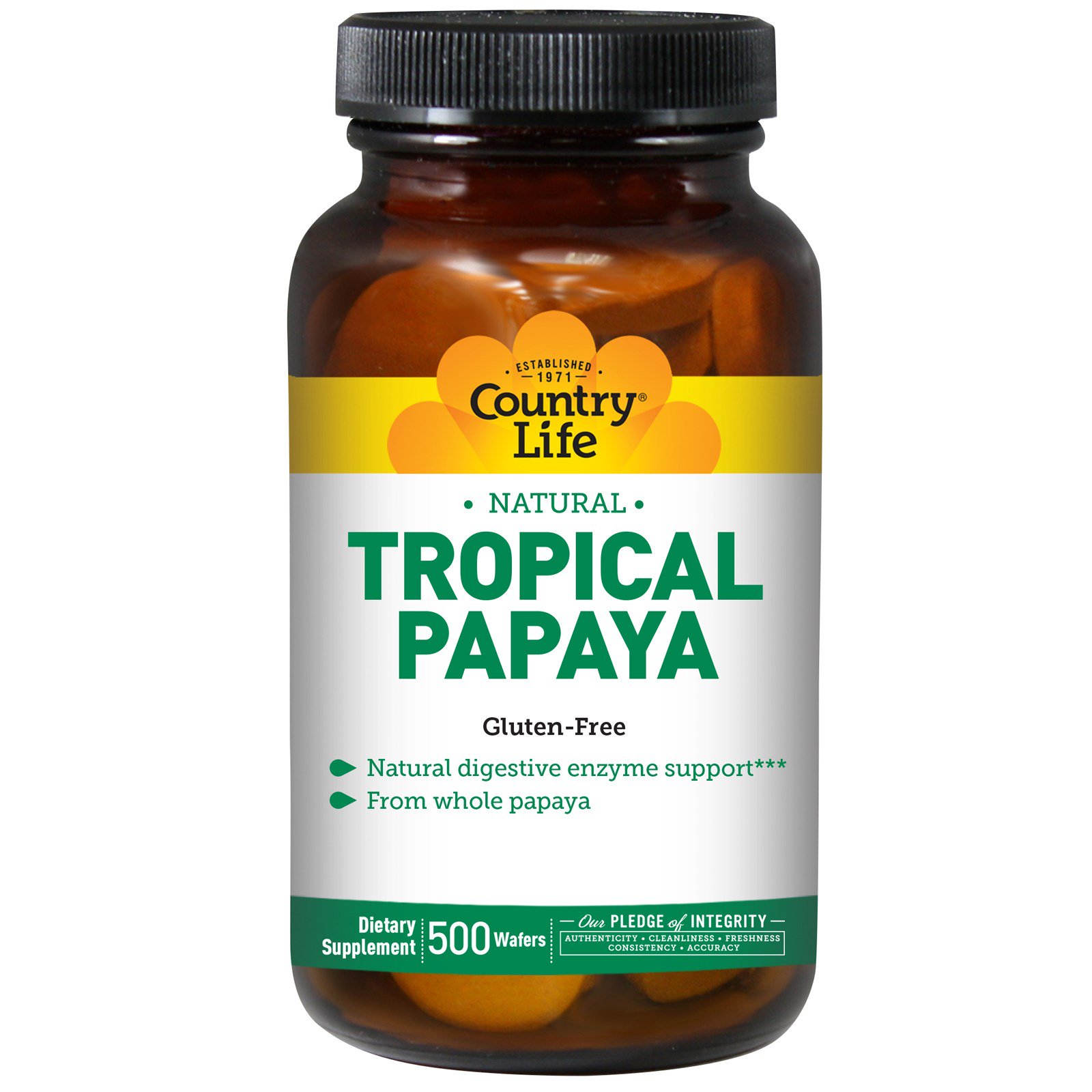 Comprar Country Life, Natural, Papaya Tropical, 500 Wafers