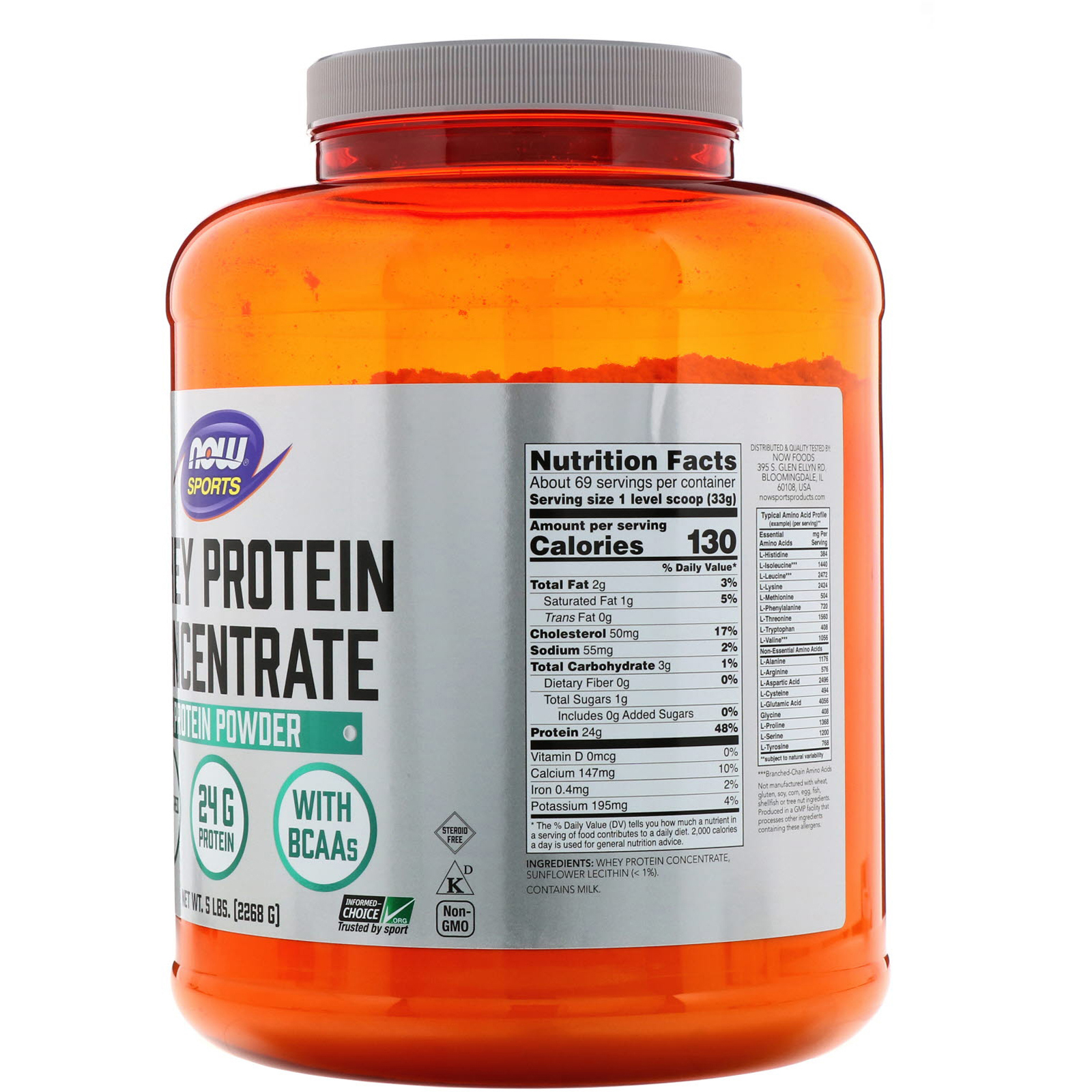 Comprar Now Foods, Sports, Whey Protein Concentrado, Sem Sabor, 2268 g (5 lb) - Imagem 2