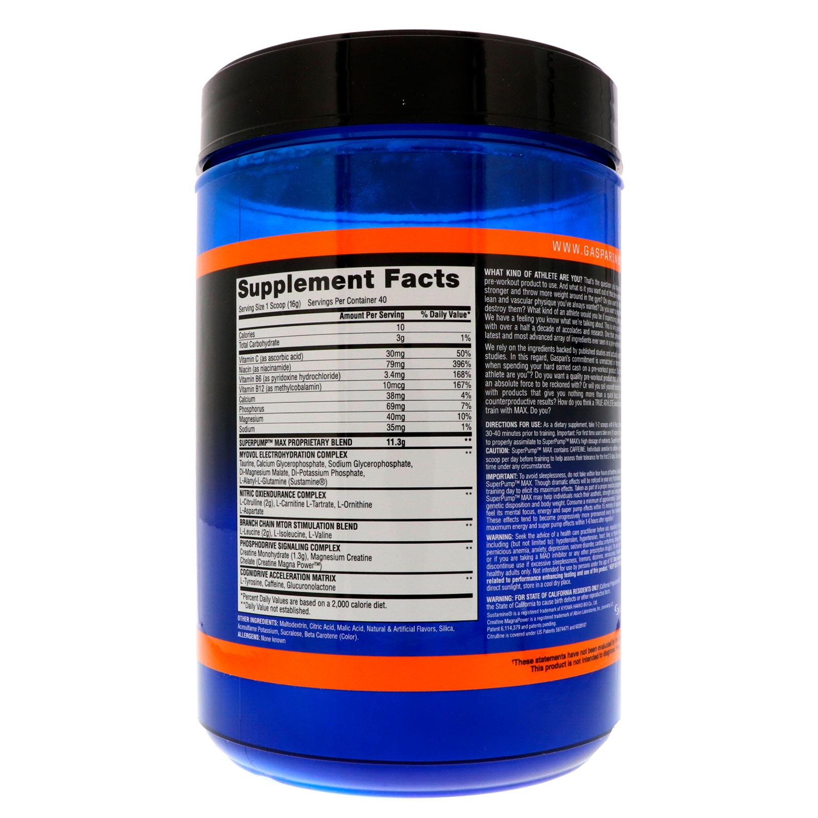 Comprar Gaspari Nutrition, SuperPump Max, Refreshing Orange, 1.41 lbs (640 g) - Imagem 2
