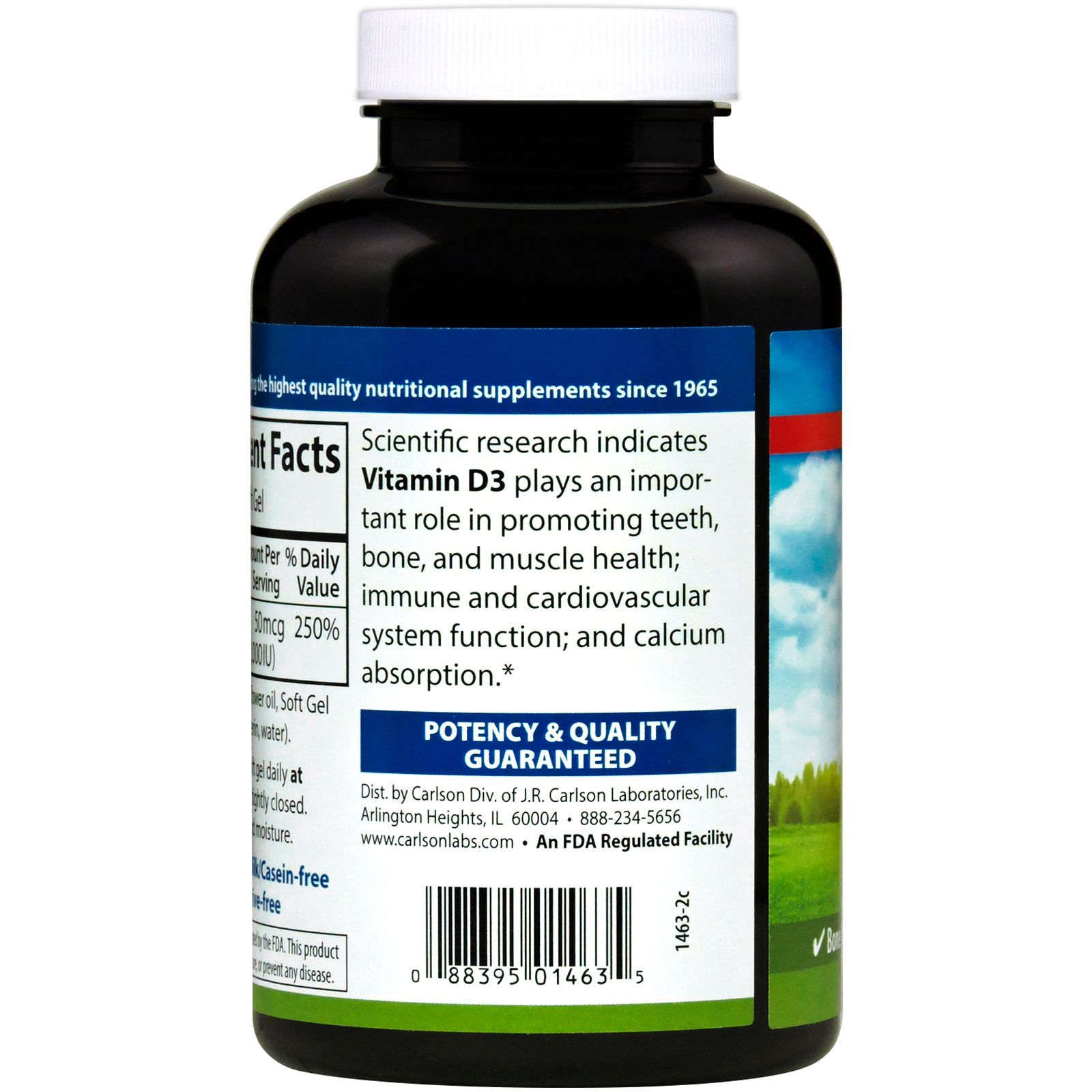 Comprar Carlson Labs, Vitamina D3, 2.000 UI (50 mcg), 360 Cápsulas Gelatinosas - Imagem 3
