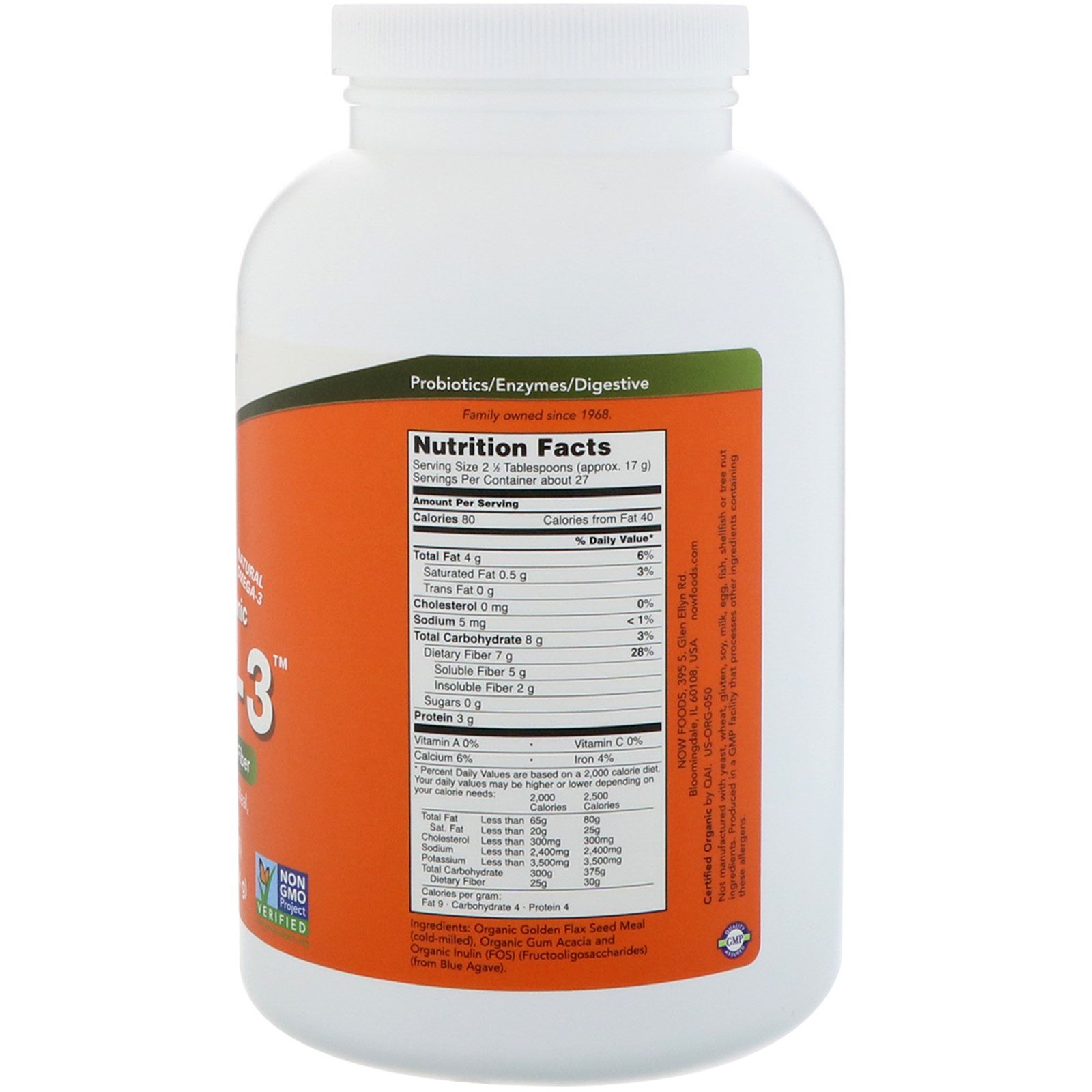 Comprar Now Foods, Orgânico, Fibra-3, Em pó, 454 g - Imagem 2