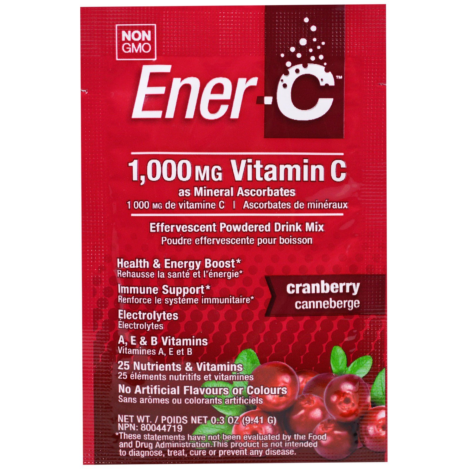 Comprar Ener-C, Vitamina C, Pó Efervescente, Cranberry, 30 Pacotes, 10,0 oz (282.3 g) - Imagem 3