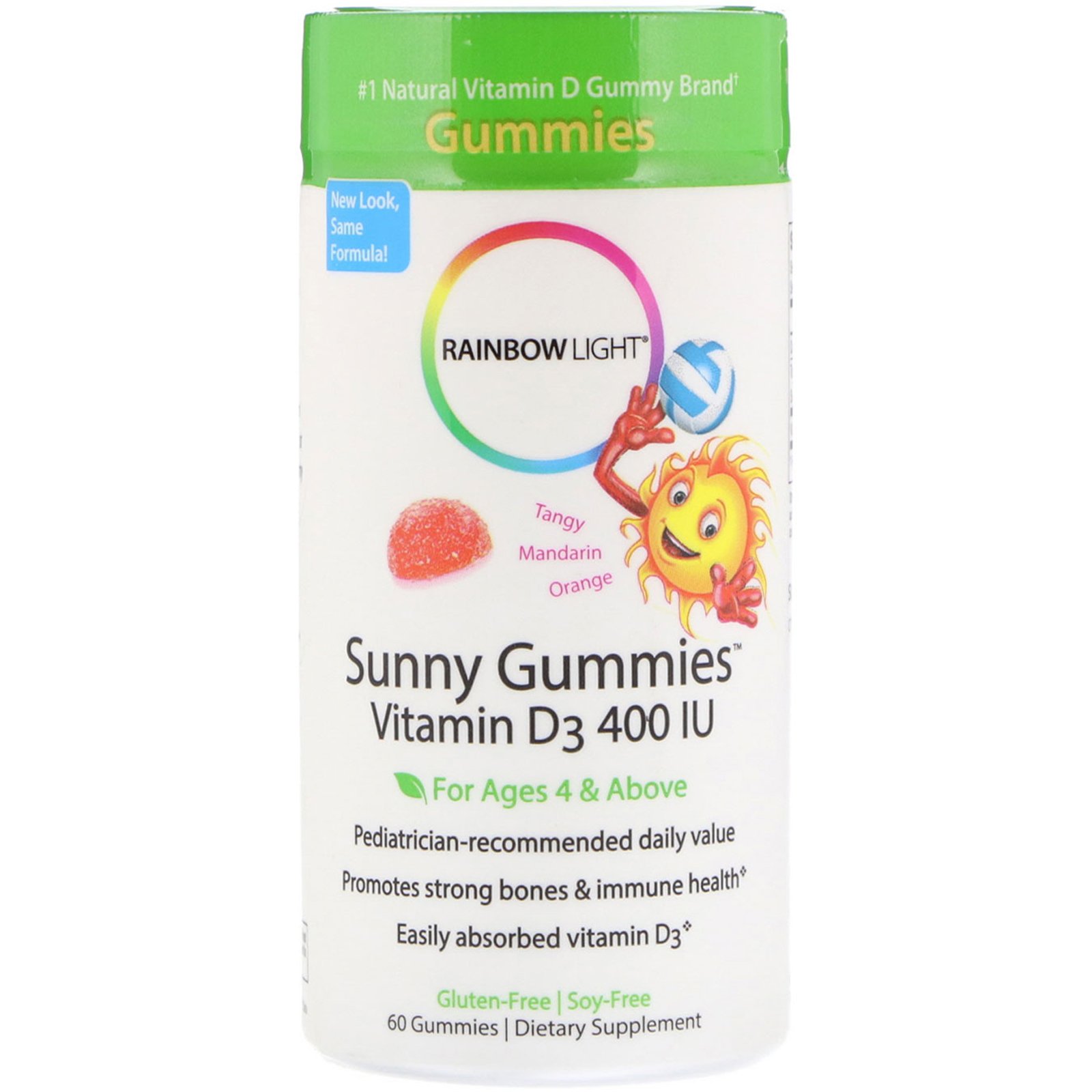 Comprar Rainbow Light, Sunny Gummies, Vitamin D3, For Ages 4 & Above, Tangy Mandarin Orange, 400 IU, 60 Gummies
