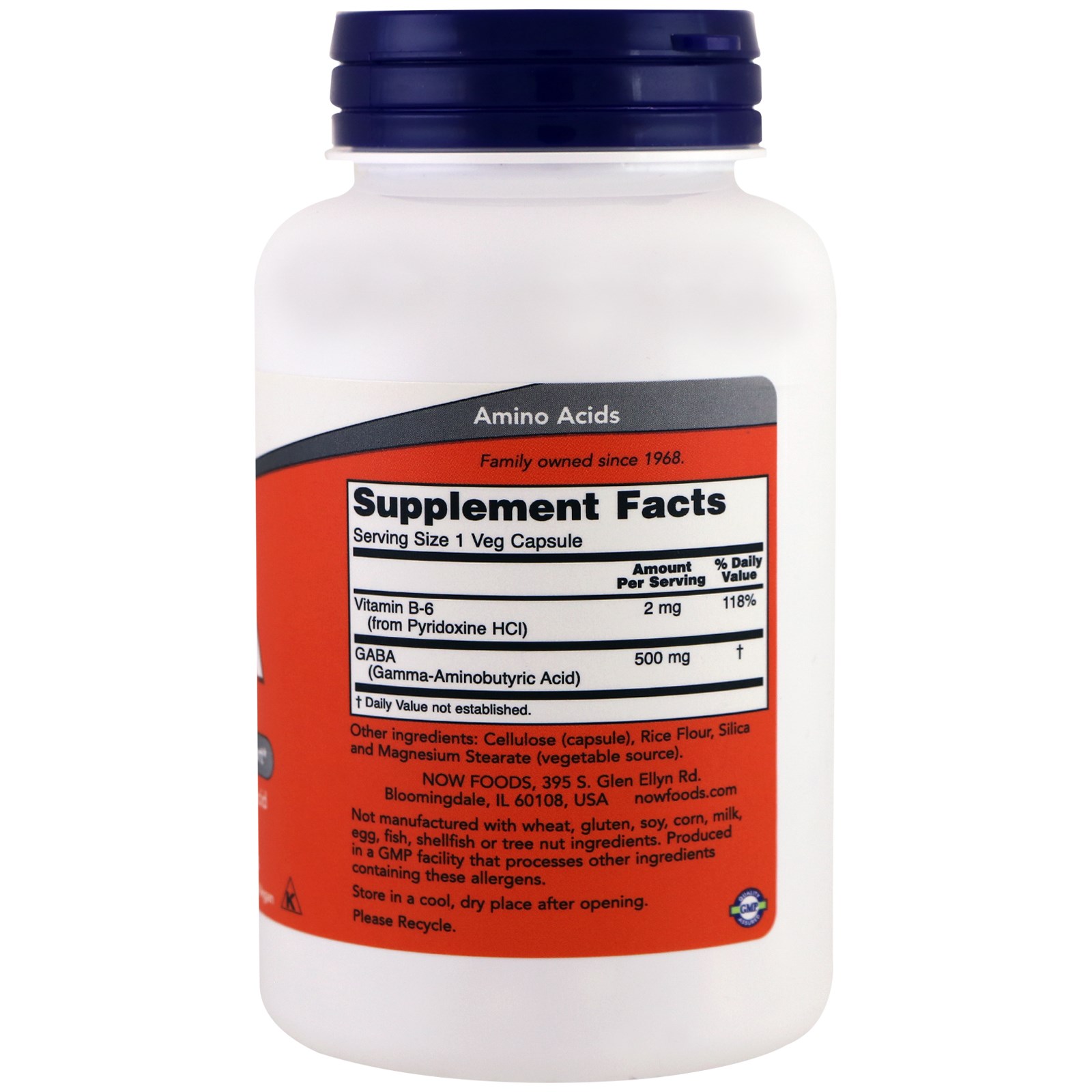 Comprar Now Foods, GABA, 500 mg, 200 Cápsulas Vegetais - Imagem 2