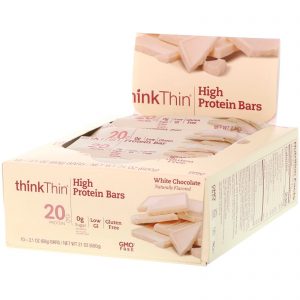 Comprar ThinkThin, Barra com Alto Teor de Oroteína, Chocolate Branco, 10 Barras, 60 g (2,1 oz) Cada