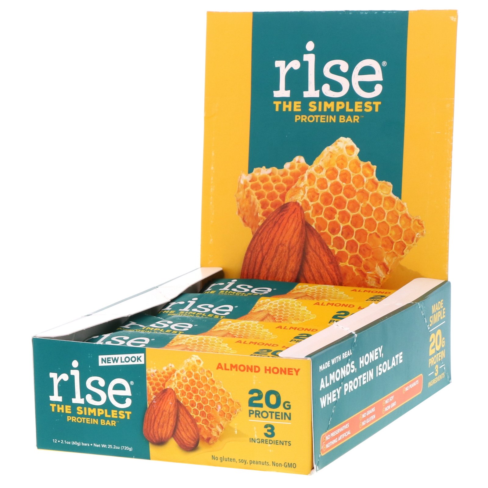 Comprar Rise Bar, THE SIMPLEST PROTEIN BAR, Almond Honey, 12 Bars, 2.1 oz (60 g) Each