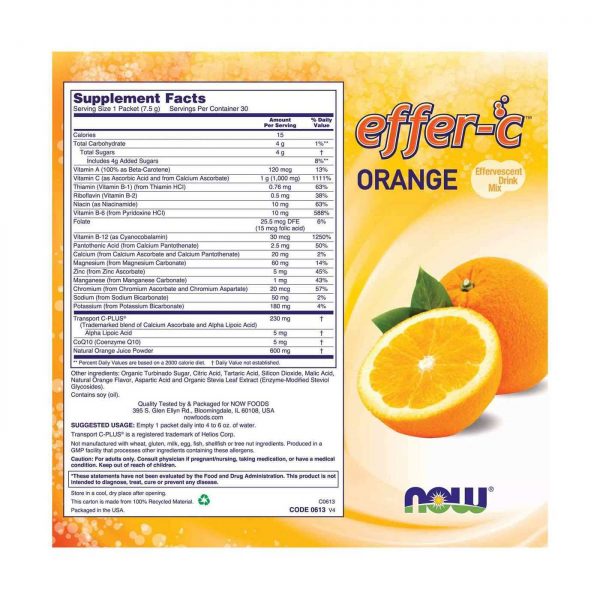 Comprar Now Foods, Effer-C™, Laranja - 30 Pacotes - Imagem 4
